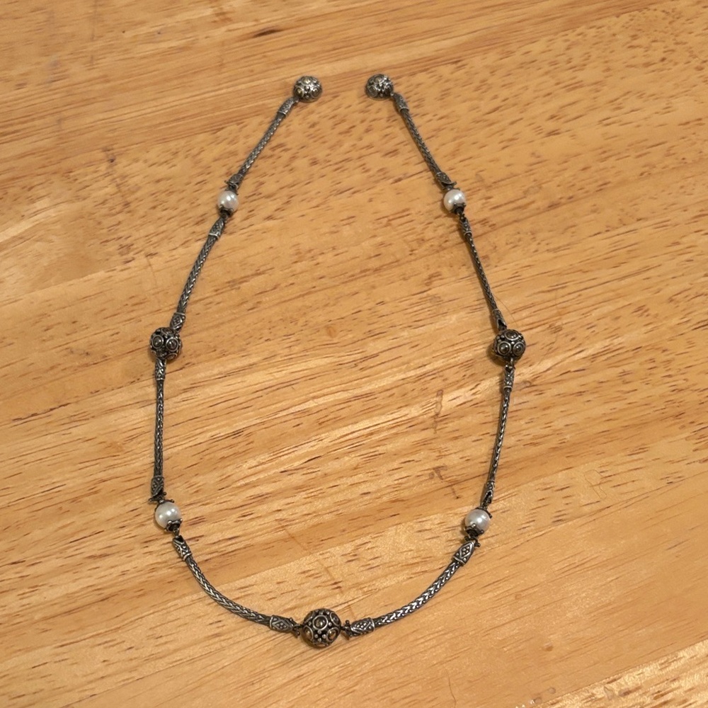 John Hardy Silver and Black Beaded Necklace
